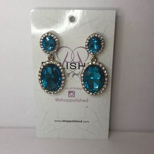 NWOT Turquoise Crystal & Rhinestone Drop Earrings